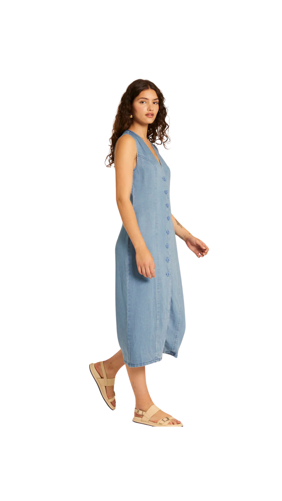 VESTIDO MIDI ABOTONADO DENIM